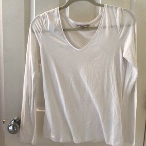 White V-Neck Long Sleeve